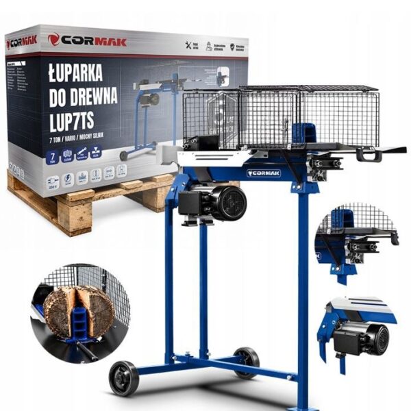 Łupiarka do drewna pozioma mocna 7t 230v max 52cm cormak polska 7 ton 2,2kw